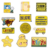 Bros Enamel BELIEVE Mini Berlapis Perak Logam Datar Kuning Biru Dua Warna Enamel Keras Cetak Letterpress Lencana Koleksi Seni