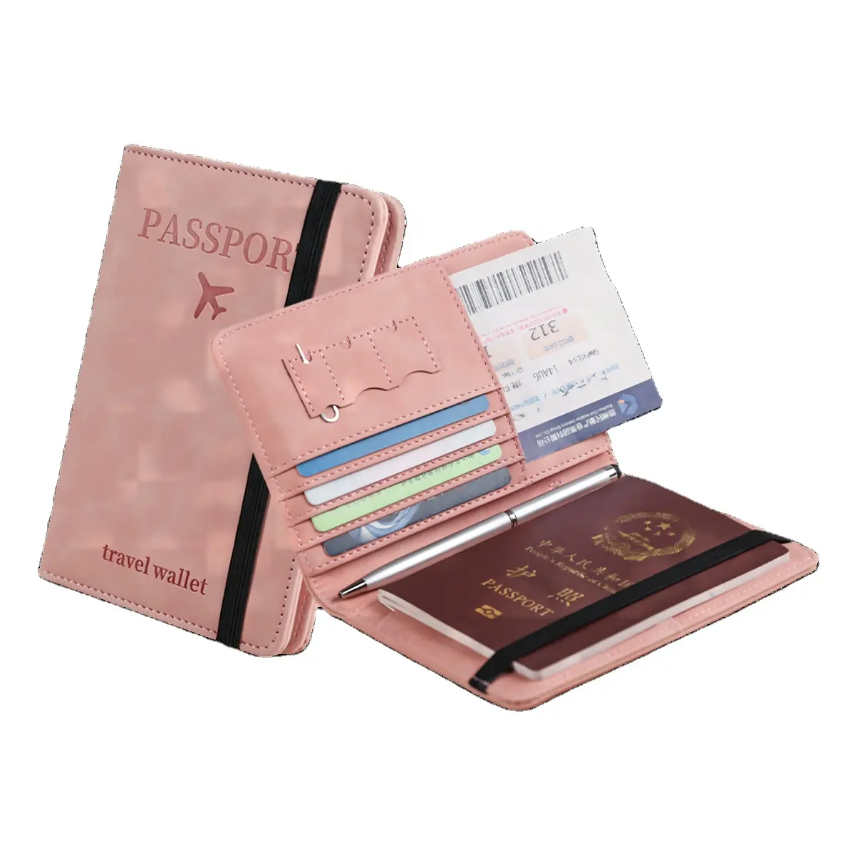 Simple Fashion SRGH Leather Filing Product Passport and ID Card Holder Protected Wallet