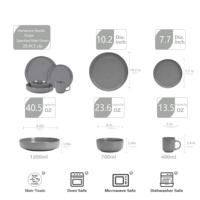Meilleures ventes de septembre, ensemble de vaisselle en pierre ronde de style nordique, 20 assiettes et bols gris clair mat