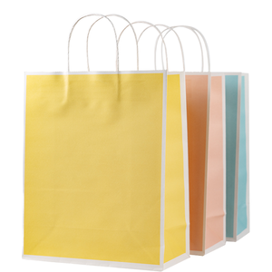 Bolsas de papel kraft de color de alta calidad con asas impresas en offset para empaquetado de regalos artesanales. - Product Image 1