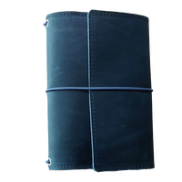 Housse de carnet portable en cuir véritable pliable avec cordon élastique et impression en relief