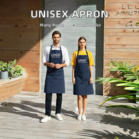 Tablier de cuisine en coton à taille ajustable avec logo personnalisé pour hommes femmes écologique à la mode résistant à l'eau réutilisable pour la maison