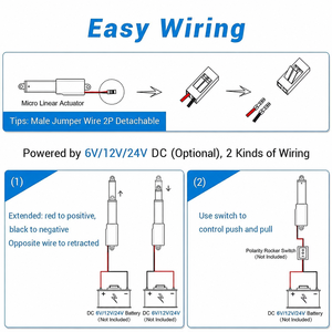 Micro Actuador Lineal Eléctrico con Motor DC 6V 12V 24V (Tipo Metálico) - Carrera de 30MM - Velocidad de 5mm/<span class=keywords><strong>s</strong></span> - Empuje Máximo de 188N / 19Kgs / 42lbs - Product Image 3