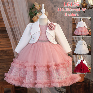 Vestido de Princesa Infantil Elegante con Diseño Floral en Satén MQATZ, Vestido de Alta Calidad con Capas para Fiesta de Cumpleaños de Bebés 12019 - Product Image 4