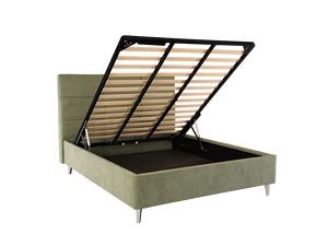 Cama Otomana Tapizada con Elevación Hidráulica, Base de Almacenamiento Amplia, Estilo Británico, Tapizada en Terciopelo, para Hotel y Hogar - Product Image 3