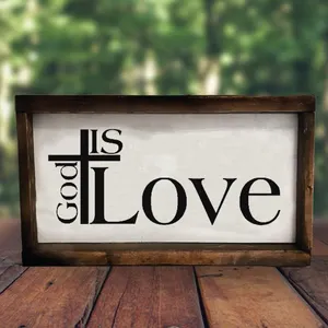 Customized Box Sign Love GOD Wall Wood Decoration Hanging Frame Wood Crafts Spring Decor