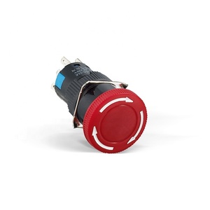 Interruptor de Botón de Parada de Emergencia Circular LAY50-16A-11Z/22Z, Diámetro 16mm, 1NO 1NC (3 Pines) o 2NO 2NC (6 Pines) - Product Image 1