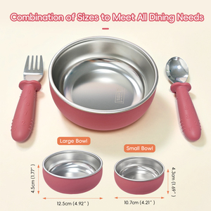Juego de Platos para Niños al por Mayor, Multifuncional, de Silicona y Acero Inoxidable, Libre de BPA, con Aislamiento de Doble Pared - Product Image 2