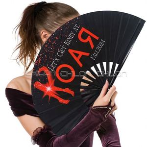 Ventilador de mano plegable de bambú grande portátil pintado con arte popular que brilla con brillo UV de 13 pulgadas al por mayor para fiesta Rave Festival Disco - Product Image 5