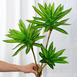Rama Artificial de <span class=keywords><strong>Dracaena</strong></span> Reflexa de 3 Cabezas, Tallo de Bambú de la Suerte Variegado, Vegetación Tropical para Decoración del Hogar, Hotel u Oficina, Venta al por Mayor - Product Image 3
