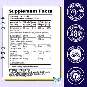 Per bambini magnesio liquido <span class=keywords><strong>gocce</strong></span> di magnesio glicinato liquido per bambini L-teanina <span class=keywords><strong>gocce</strong></span> Omega-3 vitamina B6 D3 <span class=keywords><strong>gocce</strong></span> - Product Image 2