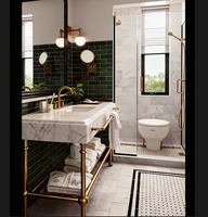 Meubles de luxe pour chambre d'hôtel ou de casino, ensemble de meuble-lavabo à cadre doré, pieds de baignoire en métal, laiton brillant, cuivre rouge, style rétro pour villa
