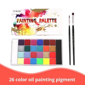 Peinture à l'huile minérale 26 couleurs et six pinceaux pour le visage du corps Clown Opéra Halloween Pigments de peinture pour le visage des enfants certifiés MSDS - Product Image 3