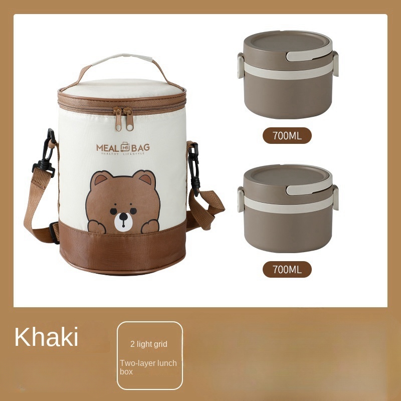 khaki-700ml+700ml+Lunch box bag