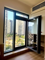 Ventana Abatible de Aluminio con Rotura de Puente Térmico Weiwei, Diseño de Vidrio Grande con Mosquitera