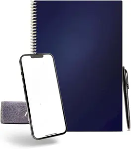 1 펜 및 1 마이크로 화이버 천으로 포함 된 노트북 줄 지어 친환경 노트북-Midnight Blue Cover, Letter Size