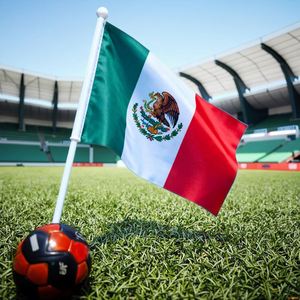 Bandera Promocional de México 2026 con Manivela - 30x45cm, Poliéster Impermeable y Antiarrugas, Venta al Por Mayor - Product Image 1