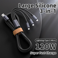 Cable de Carga Multifunción Micro USB para Teléfono Móvil, Cable USB 3 en 1 para Xiaomi, Samsung, Huawei, Cable de Carga Súper Rápida de 120w