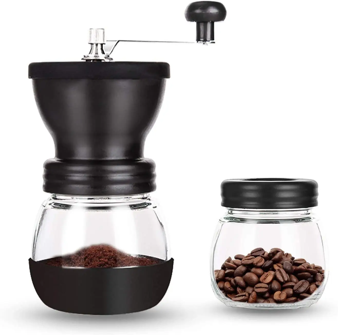 Großhandel Handkurbel Kaffeemühle Keramik kern Manuelle Kaffeemühle mit Glas