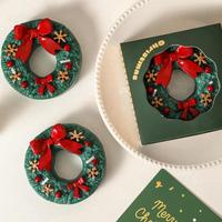 Couronne de Noël artisanale en cire de soja, bougie décorative, coffret cadeau, idéale pour la décoration de table de Noël, les fêtes, les fêtes de fin d'année et les cadeaux de pendaison de crémaillère