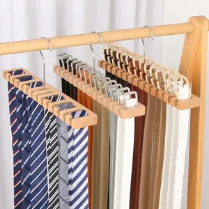 Cintres de ceinture de cravate modernes de haute qualité organisateur de ceinture d'économie d'espace domestique en bois pour placard