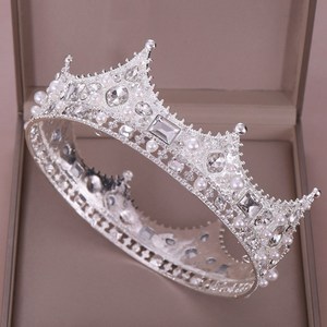 NCA-03 Diademi E <span class=keywords><strong>Corone</strong></span> <span class=keywords><strong>Da</strong></span> Sposa Accessori per Capelli <span class=keywords><strong>Da</strong></span> Sposa Gioielli di Perle di Cristallo Corona Full Circle Vintage <span class=keywords><strong>Re</strong></span> Tiara - Product Image 2