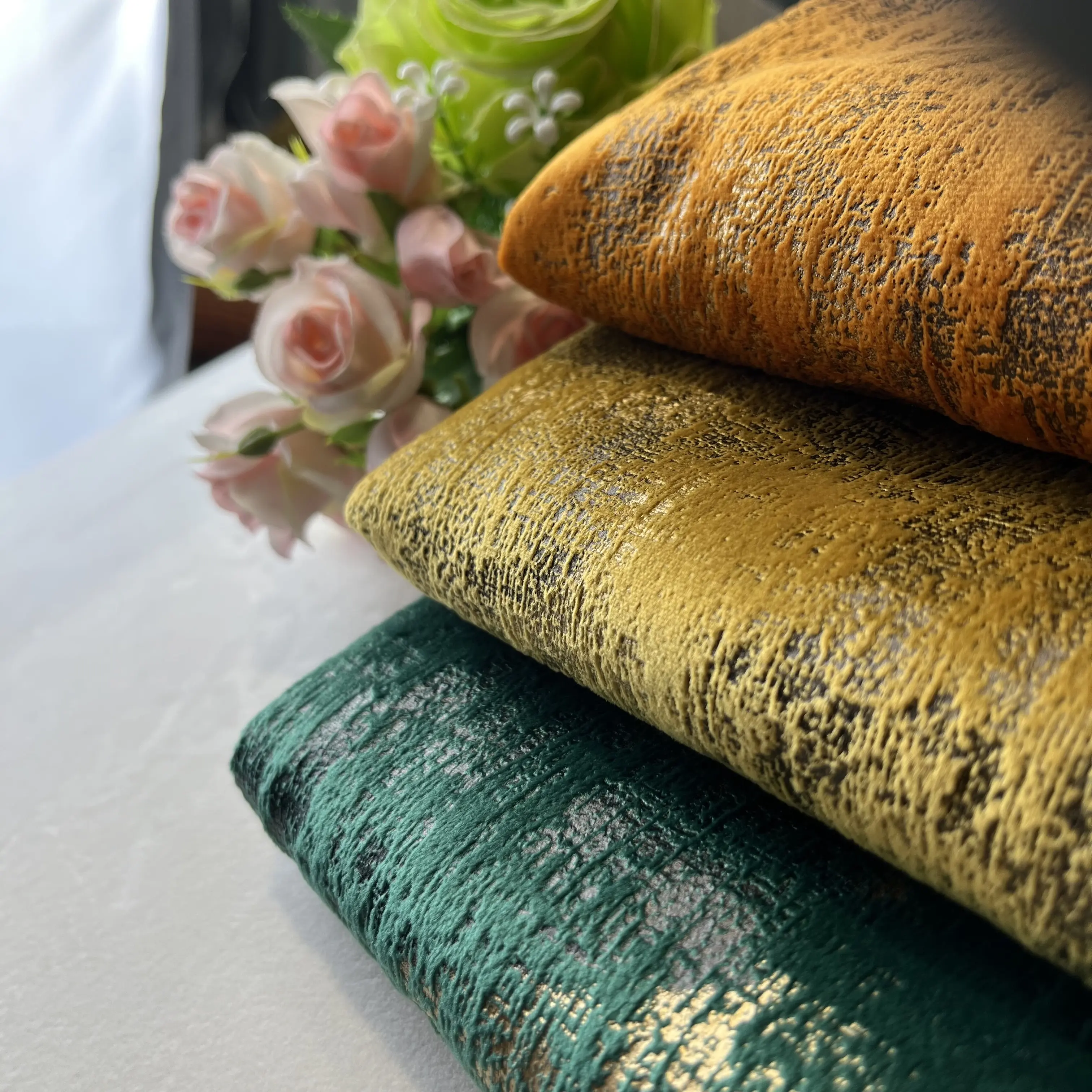JES HOLLAND-قماش أريكة مخملي ذهبي بلون البرونز, تصميم المنسوجات المنزلية