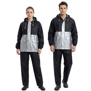 Combinaison de travail imperméable unisexe en polyester haute visibilité avec capuche et poches, certifiée CE, anti-plis, pour travaux en extérieur - Product Image 1