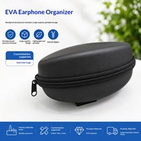 Tas Penyimpanan Earphone Tahan Air EVA, Casing Headset Portabel, Kantong Beritsleting, Tahan Guncangan, Kapasitas Besar, Headphone Bluetooth