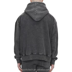 OEM 100% algodón pesado de gran tamaño francés Terry lavado Sudadera con capucha peso pesado logotipo personalizado al por mayor Vintage lavado sudaderas con capucha para hombre - Product Image 2