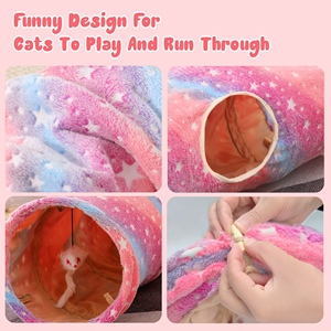 <span class=keywords><strong>Tunnel</strong></span> de chat motif étoile rose avec jouets en peluche caractéristiques photoluminescentes pour petits chats d'intérieur - Product Image 4