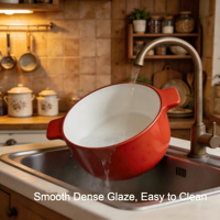 Batterie de cuisine Spodumene : Marmites à soupe avec couvercle en céramique 2,5 L, compatibles induction et gaz, intérieur émaillé de qualité alimentaire, lavables au lave-vaisselle, résistantes à la chaleur