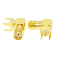 Conector RF hembra SMA Adaptador de montaje de soldadura PCB de ángulo recto de montaje en PCB de 14,5mm
