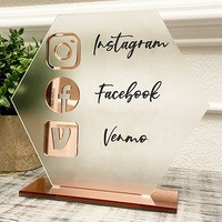 Support en acrylique pour les icônes des réseaux sociaux Facebook, Instagram, TikTok, logo de salon, plaque pour les réseaux sociaux pour les entreprises, vente chaude