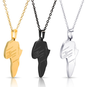 Collar con <span class=keywords><strong>Mapa</strong></span> <span class=keywords><strong>de</strong></span> <span class=keywords><strong>África</strong></span> en Acero Inoxidable Chapado en Oro <span class=keywords><strong>de</strong></span> 18K, Collar con Colgante <span class=keywords><strong>de</strong></span> País Africano para Viajeros - Product Image 1
