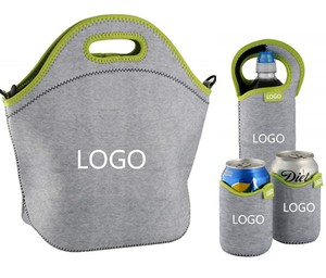 Custom Logo Neoprene Cooler Bag Waterproof Insulated <b>Lunch</b> Bag with Zipper for Travel Picnic and Outdoor Activities - Product Image 1