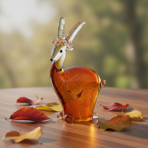 Figurine d'antilope en verre de Murano soufflé à la main, style Art déco. Corne translucide et finition lumineuse. Décoration de maison pour anniversaire, cadeau - Product Image 1