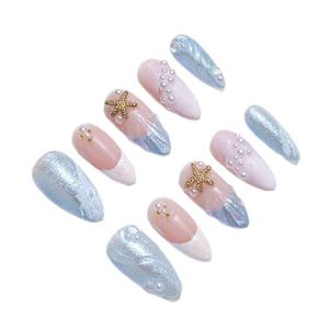 Juego <span class=keywords><strong>de</strong></span> <span class=keywords><strong>uñas</strong></span> acrílicas <span class=keywords><strong>de</strong></span> cubierta completa para <span class=keywords><strong>niñas</strong></span> hecho a mano, diseño <span class=keywords><strong>de</strong></span> sueño <span class=keywords><strong>de</strong></span> ojo <span class=keywords><strong>de</strong></span> gato <span class=keywords><strong>de</strong></span> sirena <span class=keywords><strong>de</strong></span> verano, elegante dedo fácil <span class=keywords><strong>de</strong></span> almendra cuadrada púrpura - Product Image 4