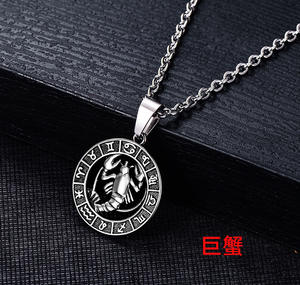 Bijoux Vente en Gros Titane Acier Douze Constellation Collier Hommes Acier Inoxydable Cancer <span class=keywords><strong>Balance</strong></span> Constellation Collier - Product Image 6