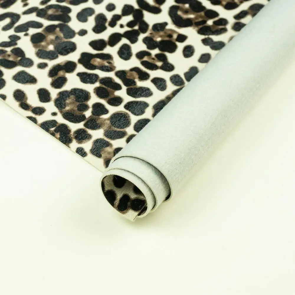 Cuero artificial de PVC para bolso, patrón de leopardo de moda