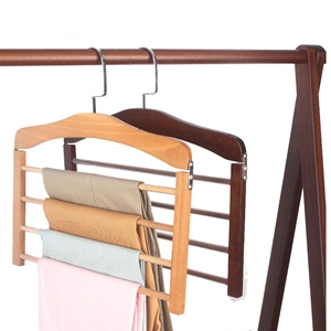 Space-Saving <strong>Folding</strong> Wood Pant <strong>Hangers</strong> for Pants Jeans Scarf Trousers Tie Towel-<strong>Multi</strong>-Use Clothing Rack - Product Image 3