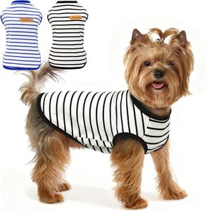 Chalecos Elegantes y Transpirables de Algodón para Perros Pequeños, sin Mangas, a Rayas, Ligeros, para Primavera y Verano - Product Image 1