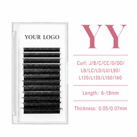Extensions de cils individuels de haute qualité YY CC BSF ultra-douces, racine naturelle, sans effet de volume, 6-18mm mixtes, pour éventails faciles à poser LC