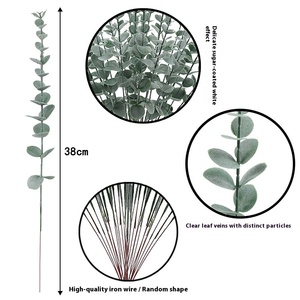 Simulazione Indoor transfrontaliera per Amazon ornamento di composizione floreale singolo foglie di <span class=keywords><strong>eucalipto</strong></span> artificiale pianta plastica in vaso - Product Image 4