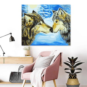 Adultes Peinture Numéros Kits Fait à la Main <span class=keywords><strong>Loup</strong></span> des Neiges Art Mural Europe Peinture Acrylique DIY Image pour la Maison Imprimé Paysage Design - Product Image 2