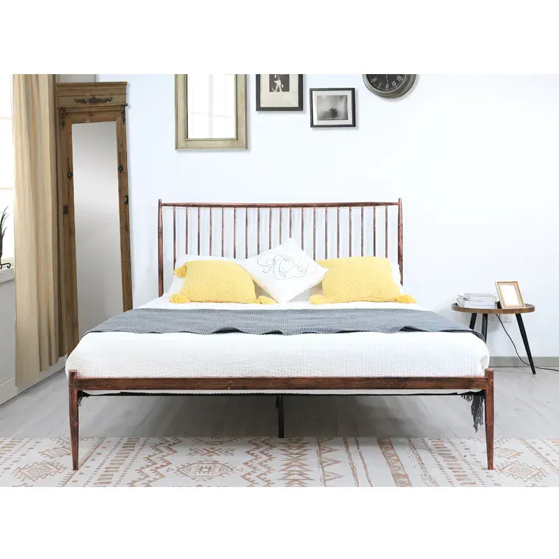 Lüks endüstriyel antika Metal yataklar tasarım Vintage katı sağlam bronz çelik Metal çerçeve yataklar