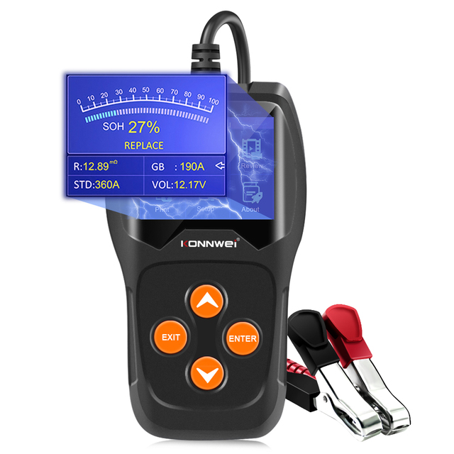 Professional Konnwei KW600 Car Battery Load Tester Monitor Digital Battery Analyzer with Update Print Function