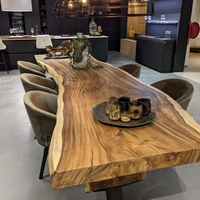 Mesa de Comedor MORE DESIGN de Madera Maciza de Nogal con Borde Natural para Restaurante, Muebles de Cocina Modernos a Precio de Fábrica
