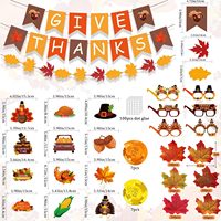 Ensemble de décorations de Thanksgiving, bannière et guirlande GIVE THANKS, spirales suspendues, lunettes de dinde et feuilles d'érable pour fête à domicile en intérieur