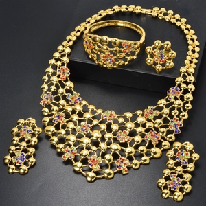 Ensemble de bijoux modernes en or 18 carats avec collier, boucles d'oreilles, bracelet et bague, coffret cadeau de luxe complet pour femmes - Product Image 5